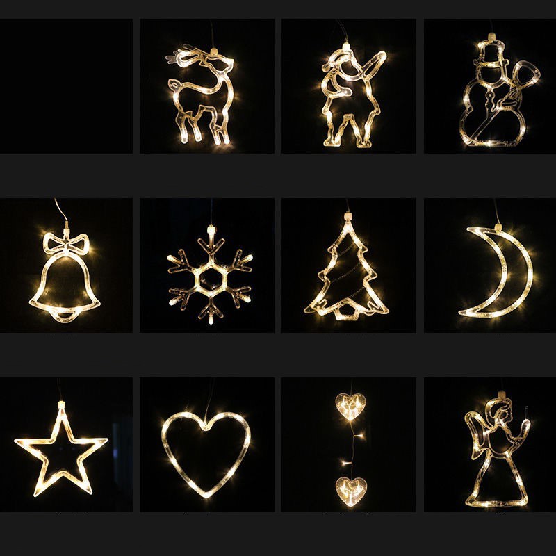 LED Christmas Window Lights – Santa, Elk & Snowman Holiday Decor