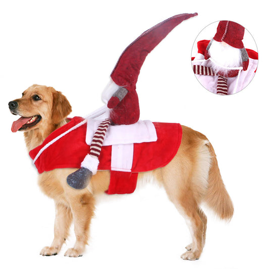Pet Christmas Costume – Funny Riding Santa Outfit