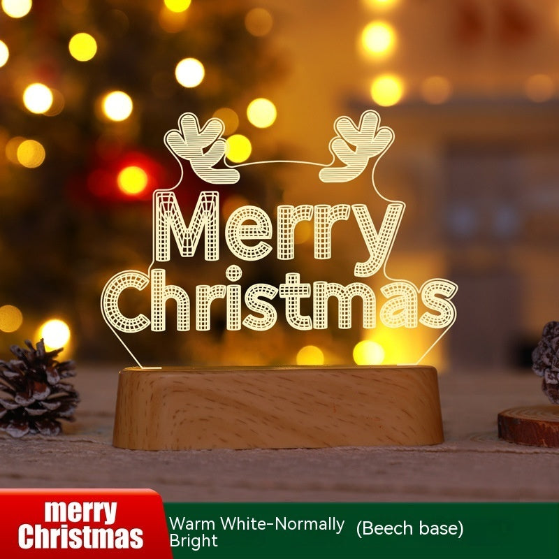 3D Acrylic LED Christmas Lamp – Festive Night Light & Holiday Gift