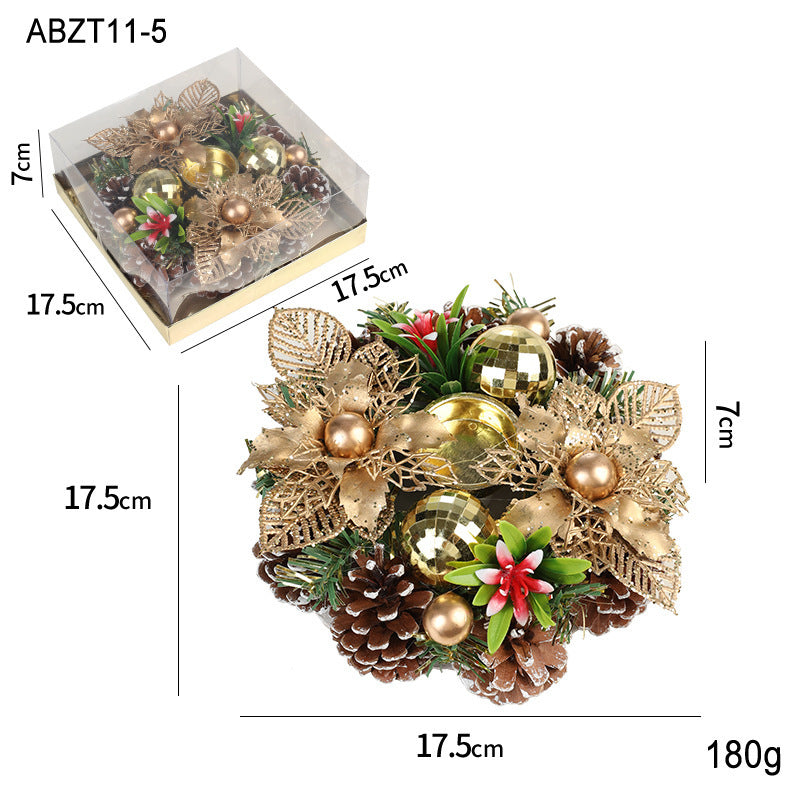 Christmas Metal Candle Holder – Pinecone & Wreath Table Decor
