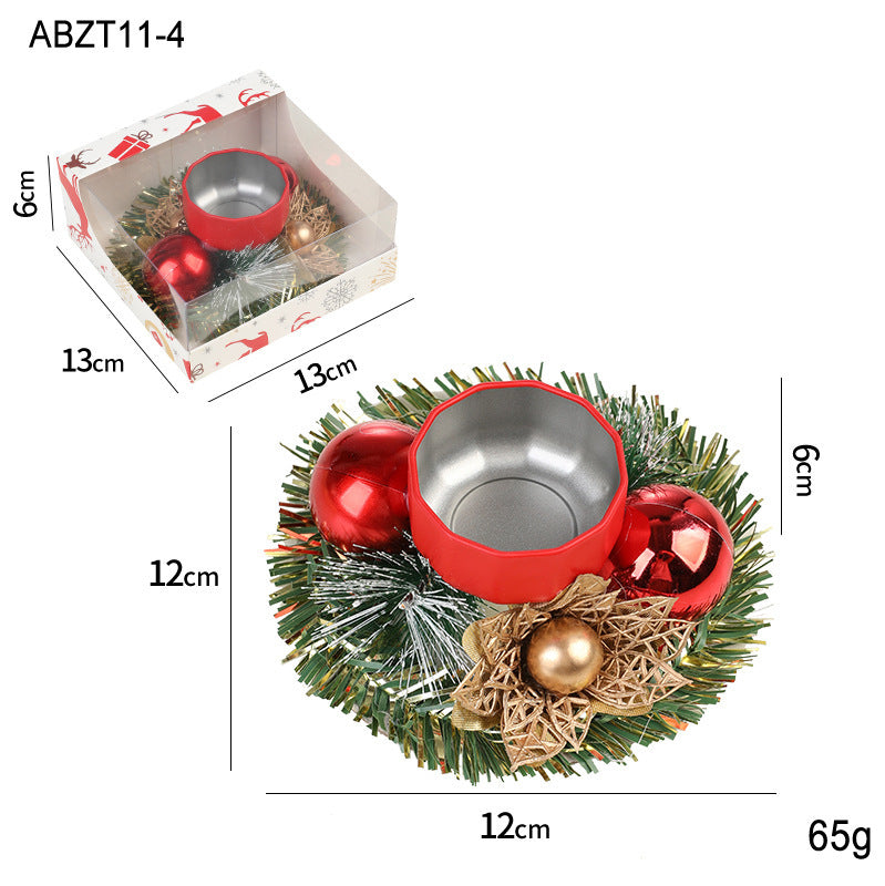 Christmas Metal Candle Holder – Pinecone & Wreath Table Decor