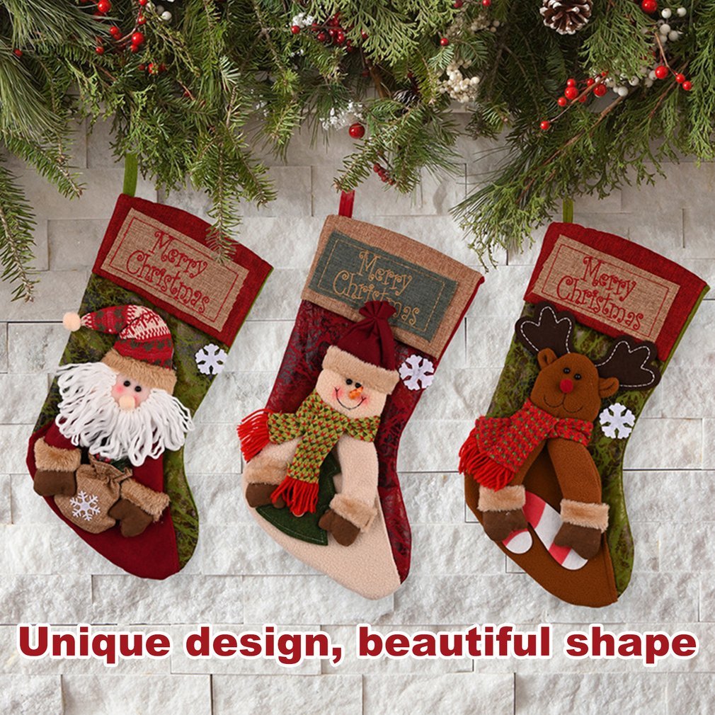 Christmas Stocking Socks – Santa, Snowman & Elk Holiday Decor