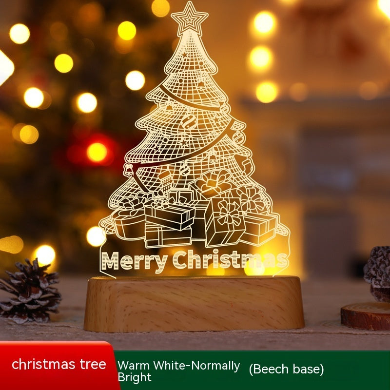 3D Acrylic LED Christmas Lamp – Festive Night Light & Holiday Gift