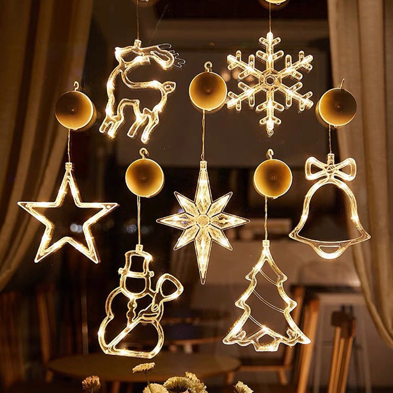 LED Christmas Window Lights – Santa, Elk & Snowman Holiday Decor