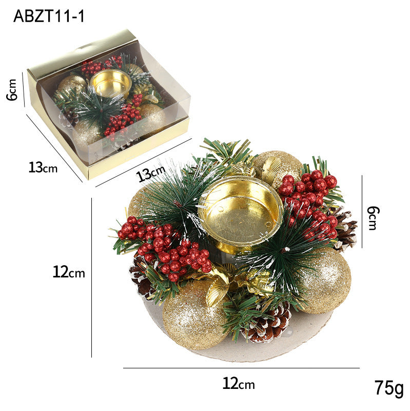 Christmas Metal Candle Holder – Pinecone & Wreath Table Decor