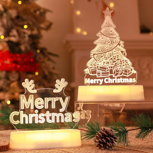 3D Acrylic LED Christmas Lamp – Festive Night Light & Holiday Gift
