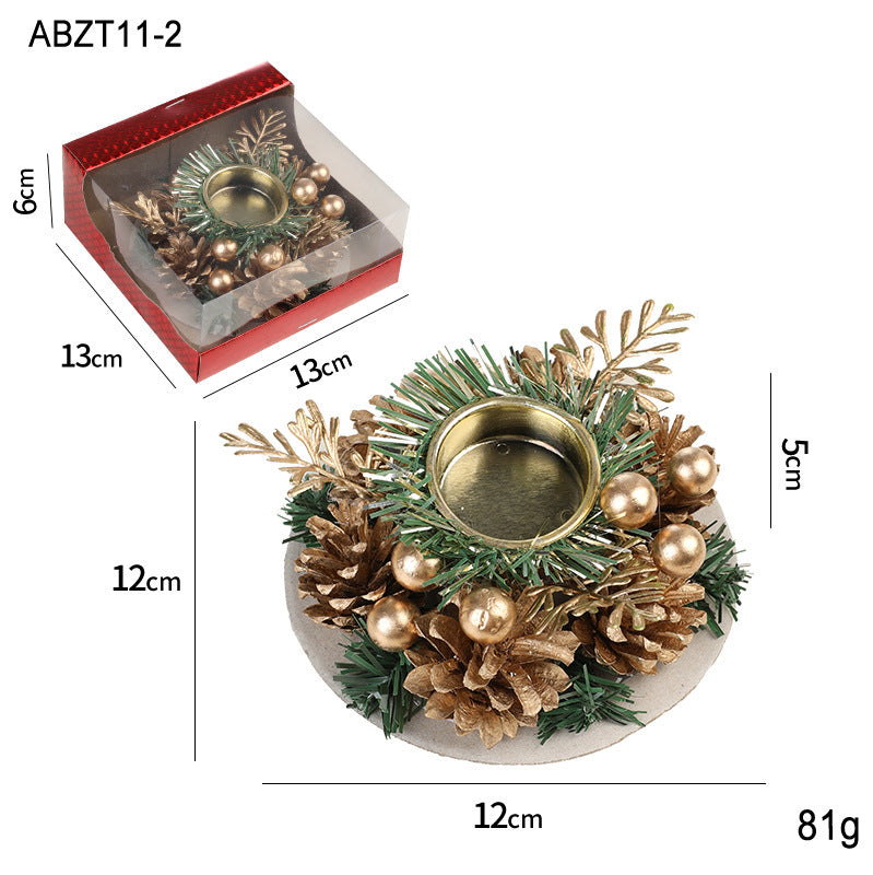 Christmas Metal Candle Holder – Pinecone & Wreath Table Decor