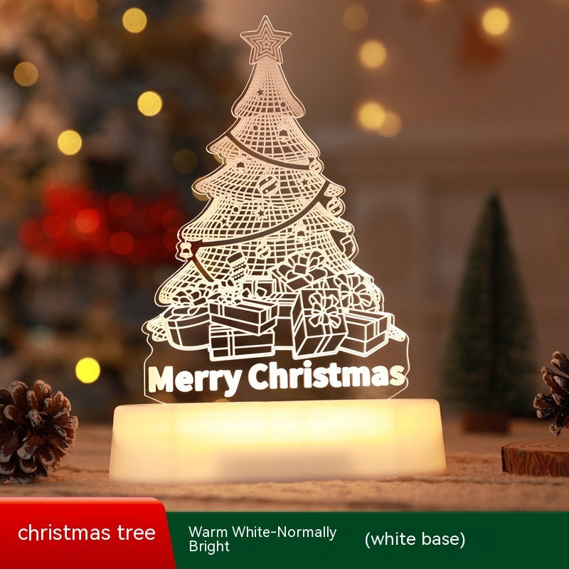 3D Acrylic LED Christmas Lamp – Festive Night Light & Holiday Gift