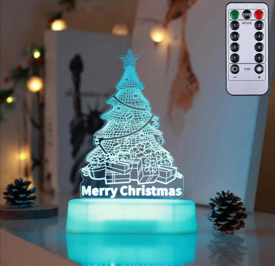 3D Acrylic LED Christmas Lamp – Festive Night Light & Holiday Gift