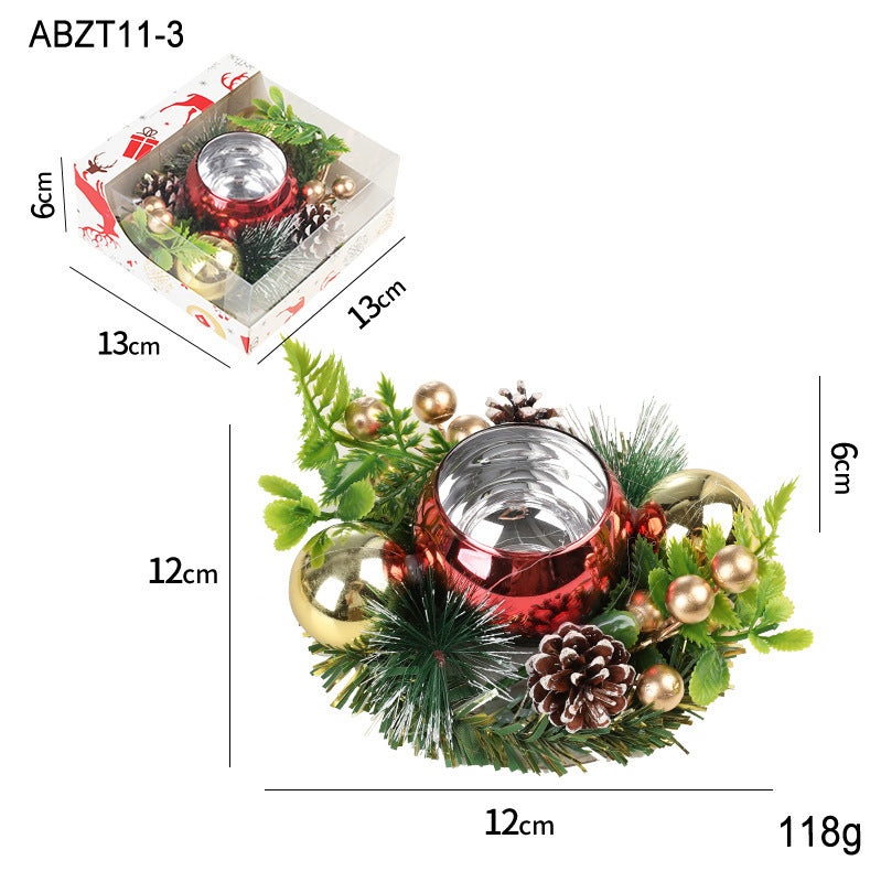 Christmas Metal Candle Holder – Pinecone & Wreath Table Decor