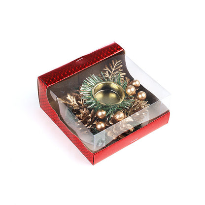 Christmas Metal Candle Holder – Pinecone & Wreath Table Decor