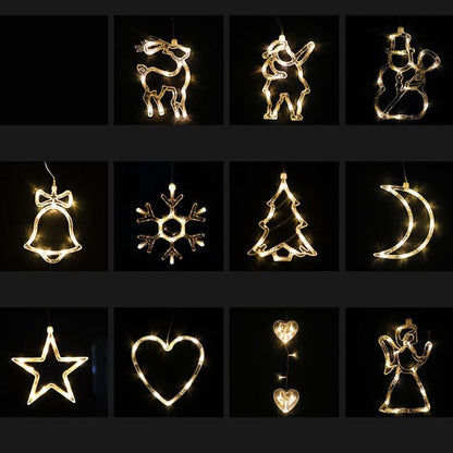 LED Christmas Window Lights – Santa, Elk & Snowman Holiday Decor