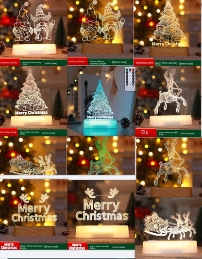 3D Acrylic LED Christmas Lamp – Festive Night Light & Holiday Gift