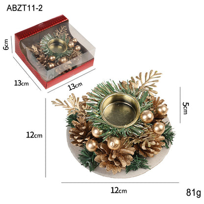 Christmas Metal Candle Holder – Pinecone & Wreath Table Decor